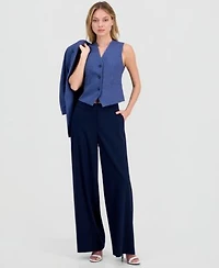 Bar Iii Womens Pinstripe Notched Collar Jacket V Neck Vest Macys Exclusive