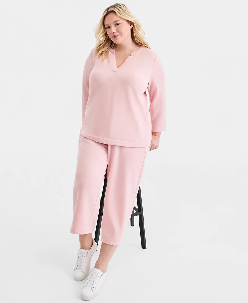 Style & Co Plus Lux Soft Fleece Long-Sleeve Knit Top, Macy's Exclusive