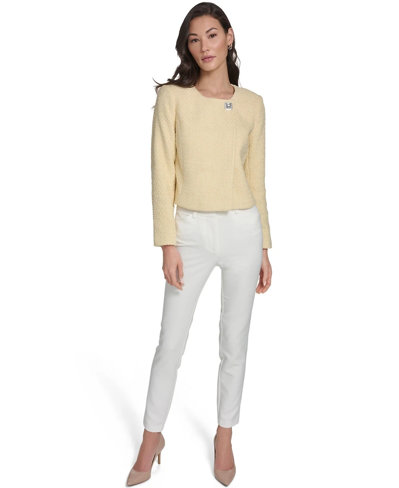 Calvin Klein Women's Long-Sleeve Collarless Tweed Jacket