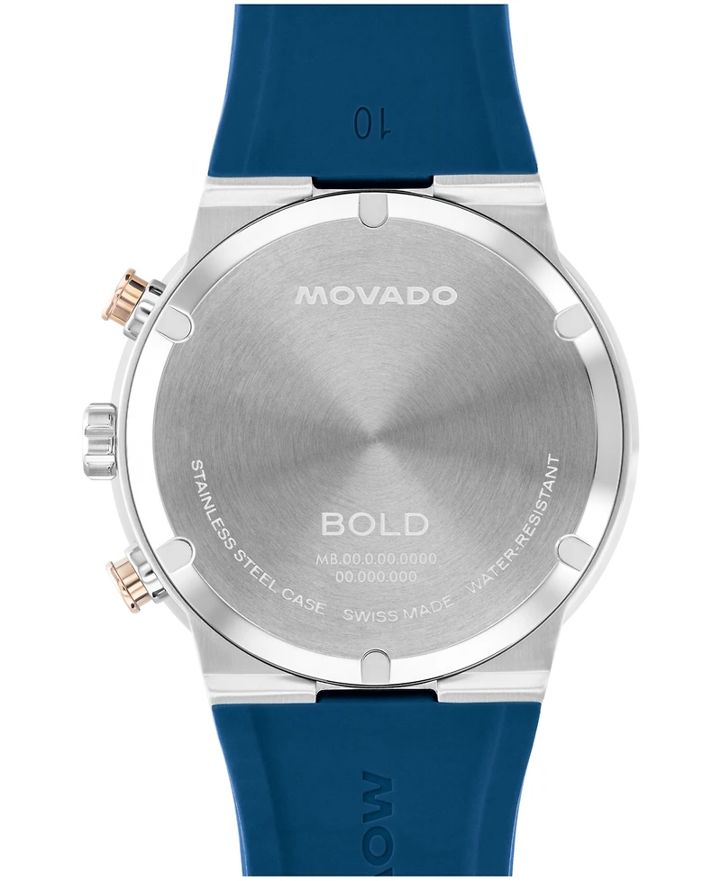 Movado Men's Bold Fusion Swiss Quartz Chrono Blue Silicone Watch, 42.30mm