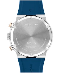 Movado Men's Bold Fusion Swiss Quartz Chrono Blue Silicone Watch, 42.30mm