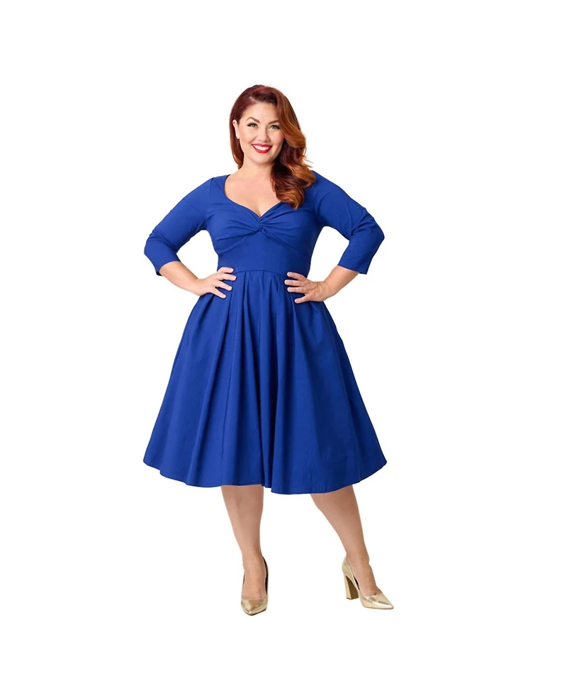Unique Vintage Plus 1950s Front Twist Swing Dress