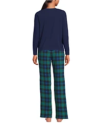 Lands' End Women's Tall Knit 2 Piece Pajama Set - Long Sleeve Top and Pants