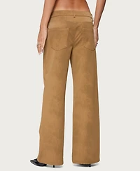 Edikted Women's Stacey Low Rise Faux Suede Pants