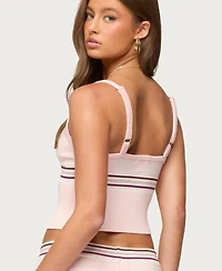 Edikted Women's Miya Stripey Ribbed Knit Tank Top