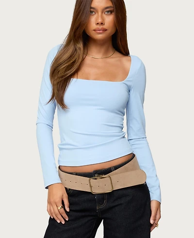 Edikted Women's Lovie Fitted Square Neck Top