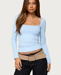 Edikted Women's Lovie Fitted Square Neck Top
