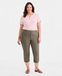 Style & Co Plus Curvy Roll-Cuff Capri Jeans