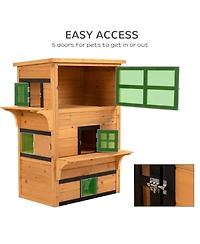 Cat House Outdoor 3-Tier Kitty Shelter, Weather Resistant Escape Door
