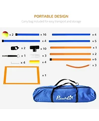 PawHut Dog Agility Training Equipment W/ Weave Poles, Adjustable Hurdle