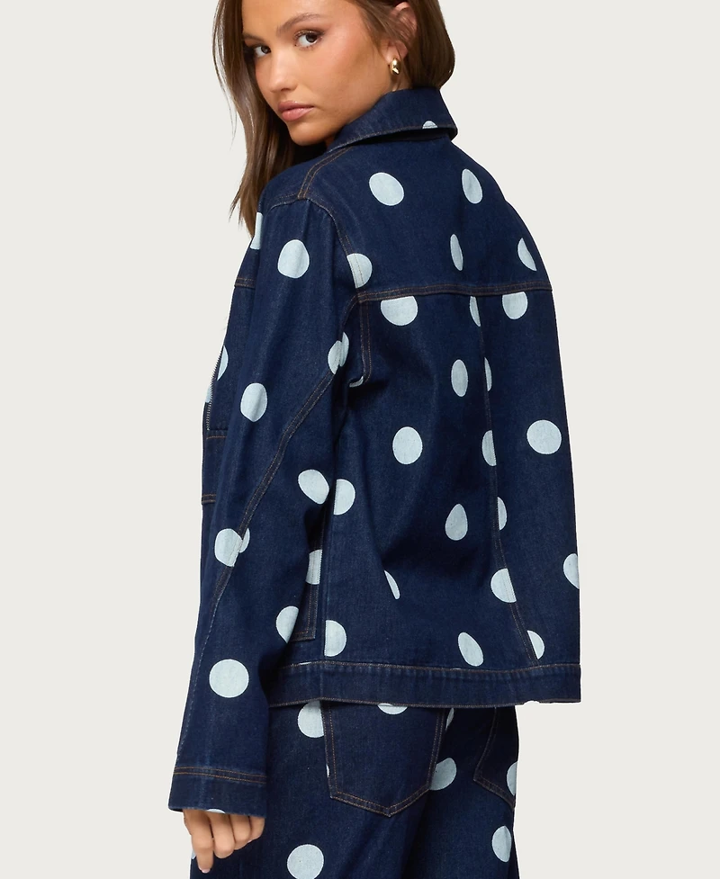 Edikted Women's Leyah Polka Dot Oversized Denim Jacket