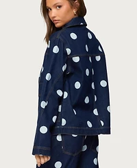 Edikted Women's Leyah Polka Dot Oversized Denim Jacket