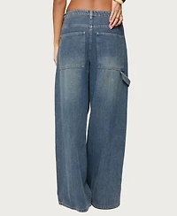 Edikted Women's Jaycee Low Rise Baggy Carpenter Jeans