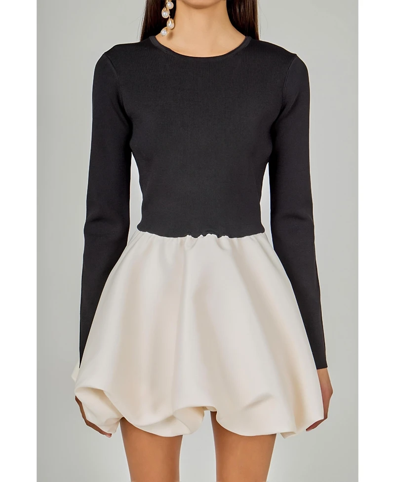 endless rose Women's Long Sleeve Open Back Knit Mini Dress