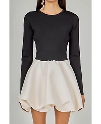 endless rose Women's Long Sleeve Open Back Knit Mini Dress