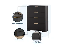 Fluted 5 Drawer Dresser for Bedroom