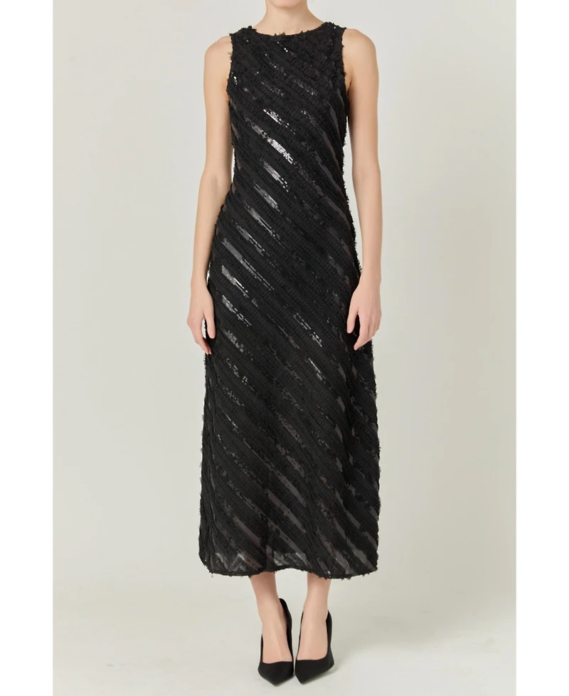 endless rose Women's Textured Sleeveless Maxi Dress