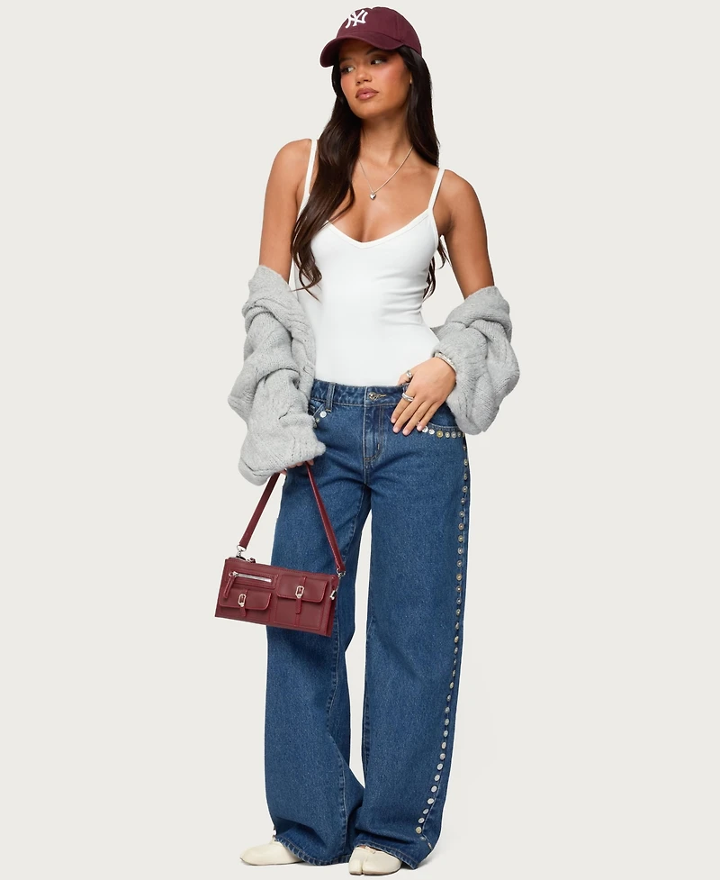 Edikted Women's Teaghan V Neck Fitted Bodysuit