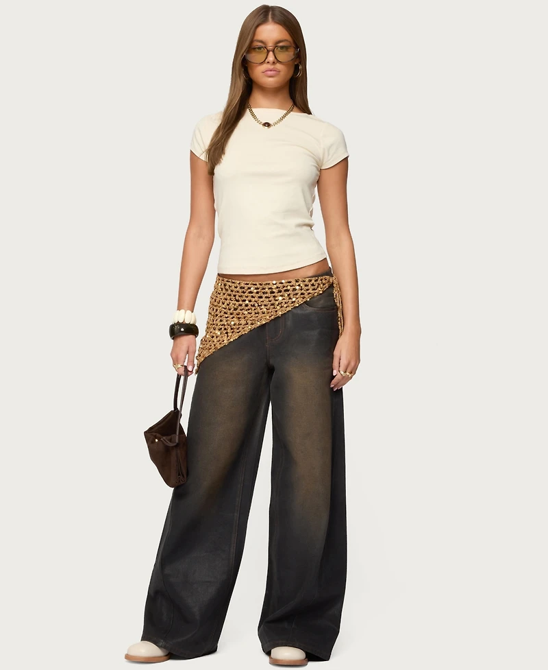 Edikted Women's Oliana Ribbed Boat Neck T Shirt