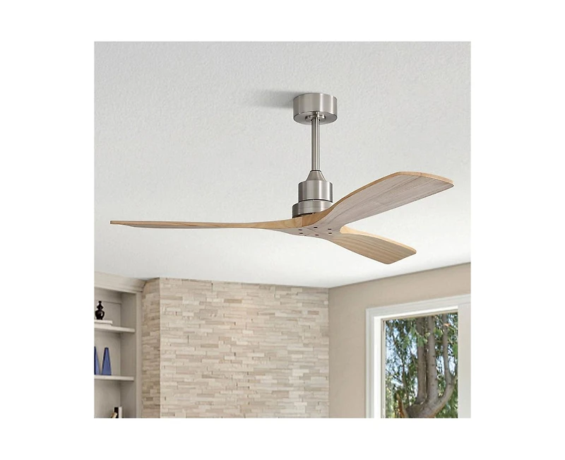 Sofucor 52-inch Modern Sand Nickel 3-Blade Light Ceiling Fan with Remote Control and Supporting Mobile Device Connection