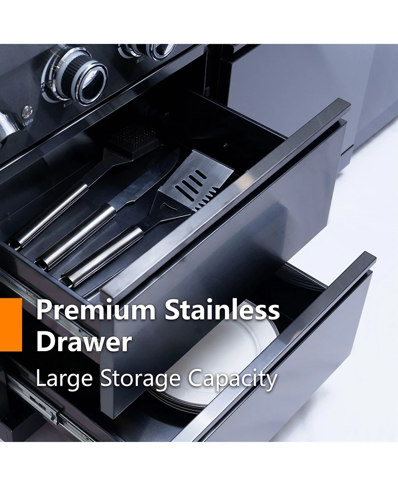 Mondawe 46" 4-Burner Gas Grill Outdoor Kitchen with Wine Cooler, Rotisserie & Granite