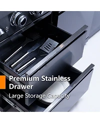 Mondawe 46" 4-Burner Gas Grill Outdoor Kitchen with Wine Cooler, Rotisserie & Granite