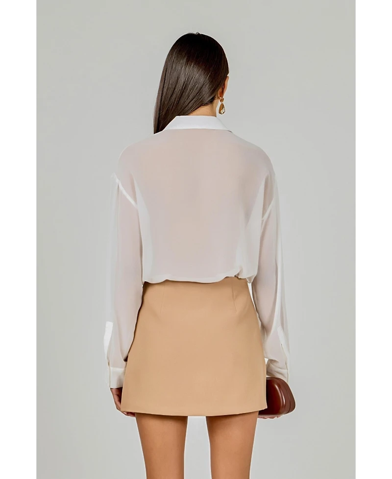 endless rose Women's Floral Detail Shirt Blouse