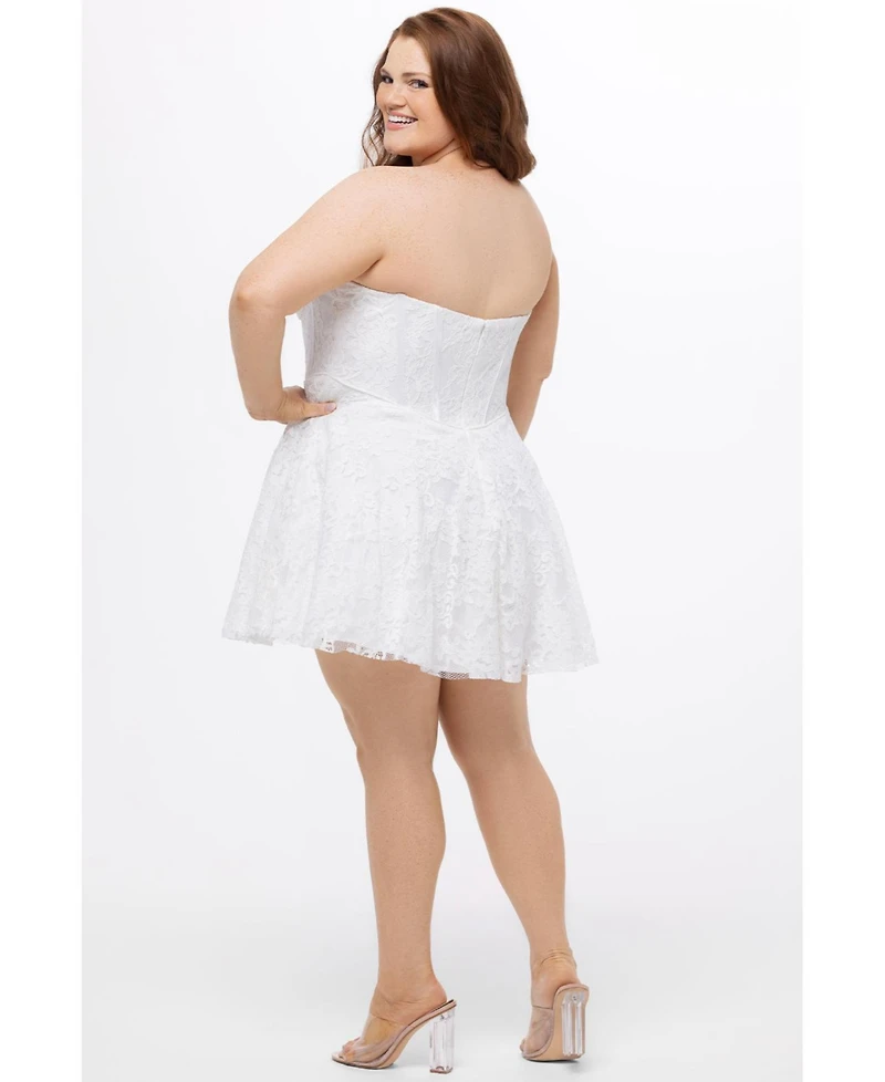 Celebrations by Sydney's Closet Women's Strapless Lace Bustier Party Dress