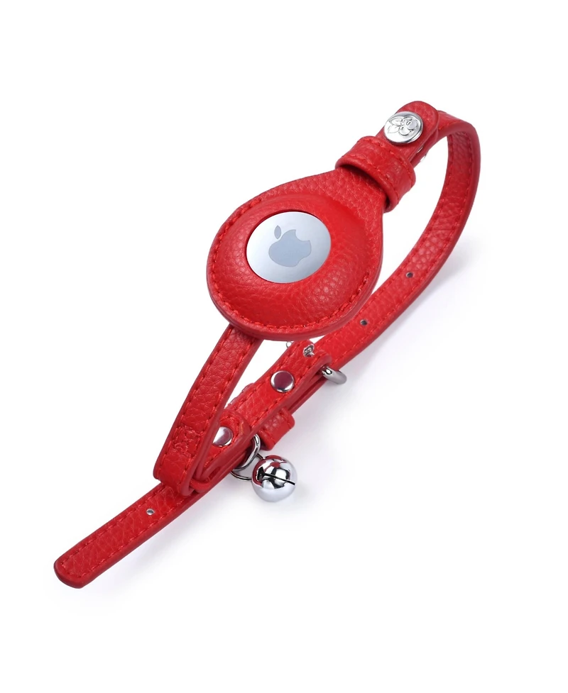 Blueberry Pet Silver-Powered Freshness Microfiber Leather AirTag Cat Collar with Bell Sweet Pink