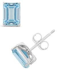 Macy's Black Onyx Stud Earrings 14k White Gold (Also Aquamarine)