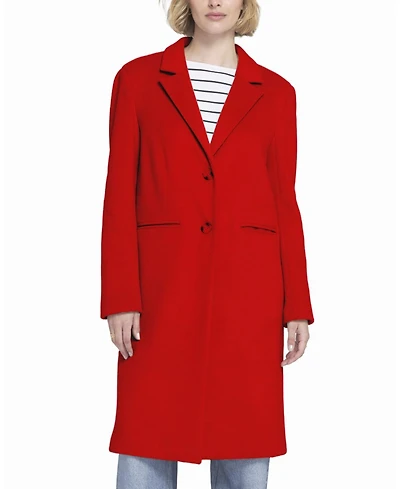 Elle Collection Women's Melton Coat with Printed Lining Trench