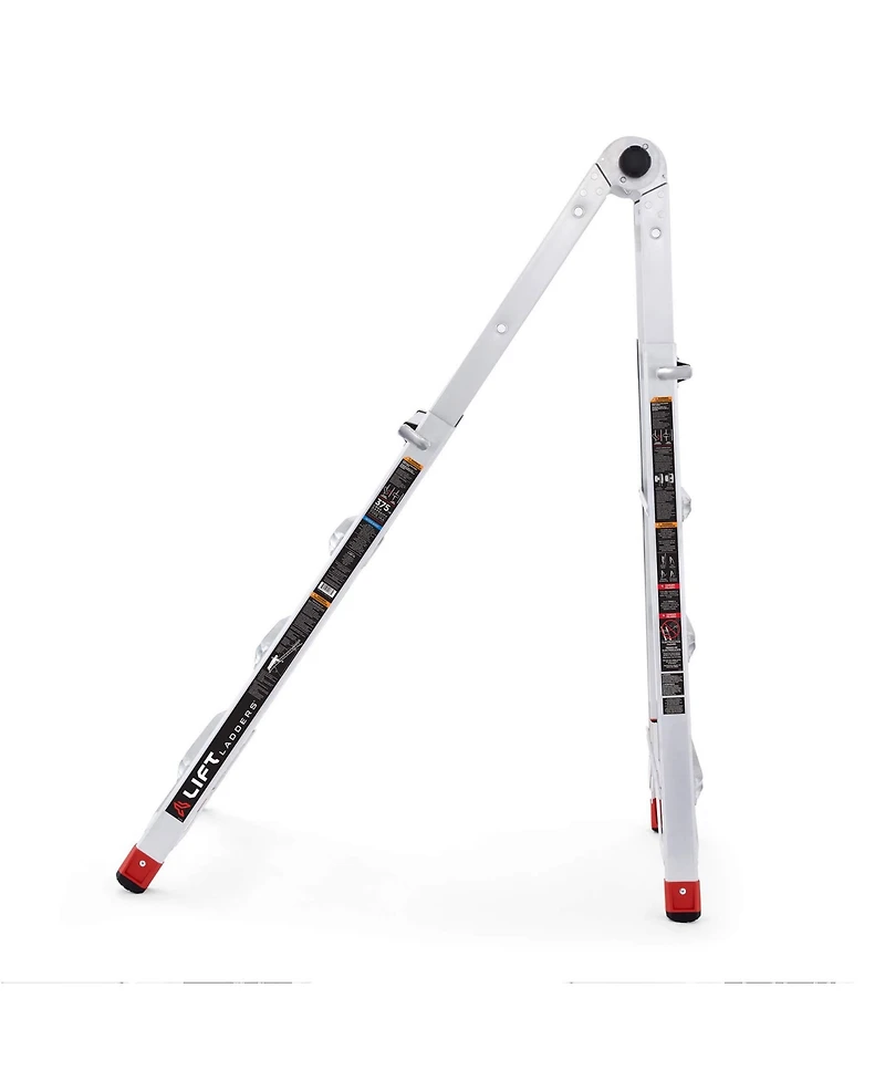 Lift Ladders 18 Foot Reach 5 in 1 Multi Position Aluminum Step Ladder, Silver