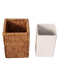 Artifacts Rattan Square Tumbler with Ceramic Insert