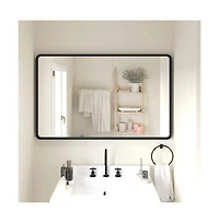 Emma+Oliver Afsin Wall Mirror with Silver Backed Glass for Clarity Entryways, Bathrooms & More