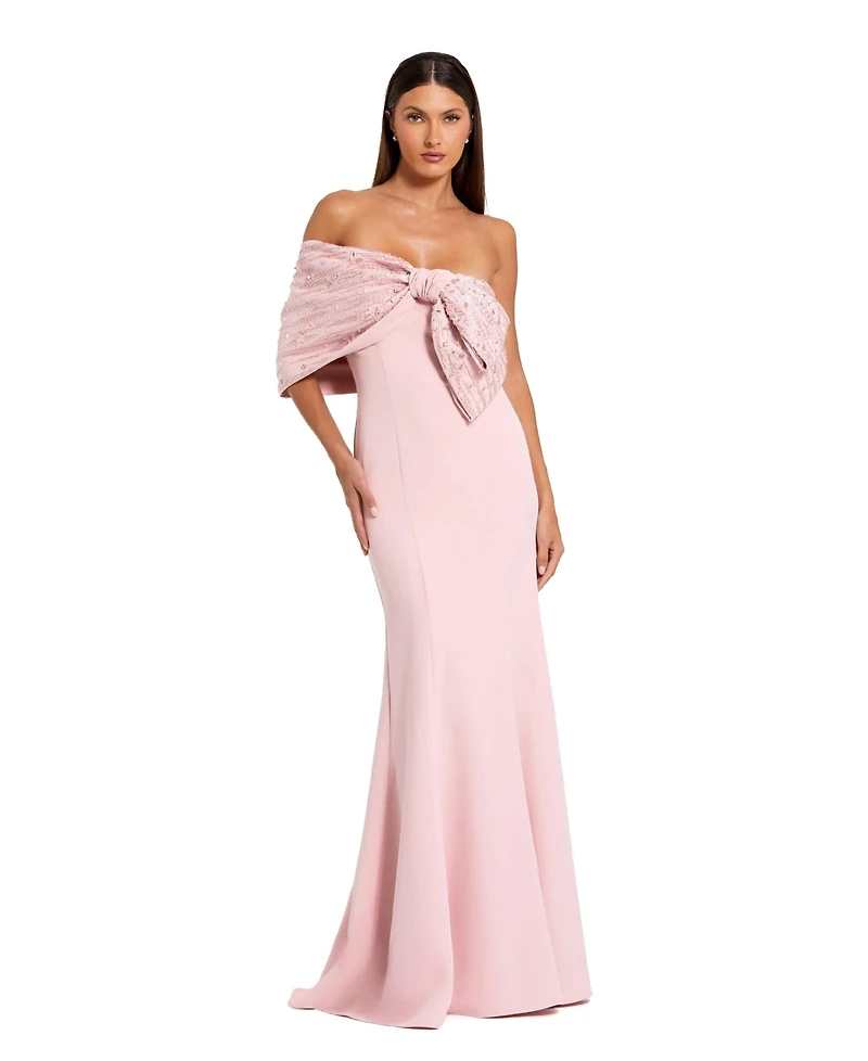 Mac Duggal Women's Beaded Off-the-Shoulder Satin Trumpet Gown