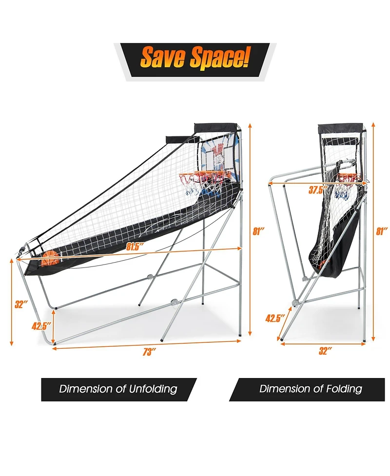 Hongge Indoor Electronic Double Basketball Game with Led Scoring and 4 Balls