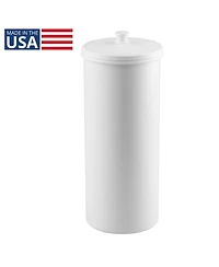 mDesign Freestanding Toilet Paper Canister, Set of 2, White, Made in Usa