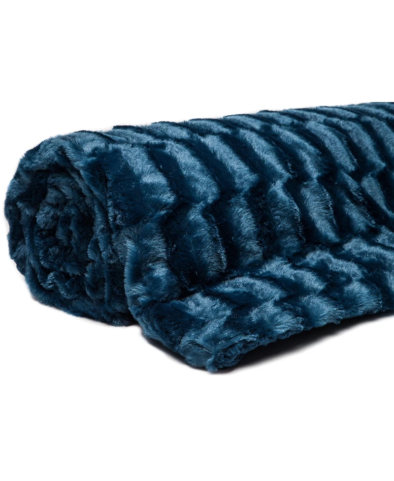 Chanasya Premium Fuzzy Faux Fur Rectangular Embossed Throw Blanket