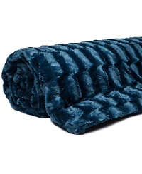 Chanasya Premium Fuzzy Faux Fur Rectangular Embossed Throw Blanket