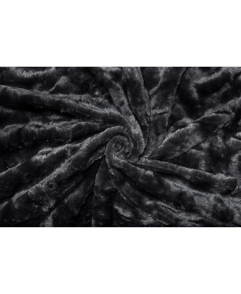 Chanasya Premium Fuzzy Faux Fur Rectangular Embossed Throw Blanket
