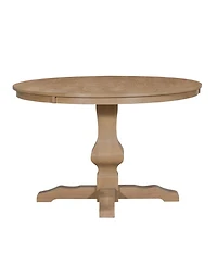 Streamdale Furniture Rustic Wire-Brushed Round Dining Table with Pedestal Base