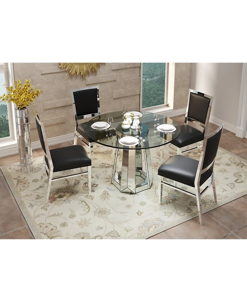 Streamdale Furniture Modern minimalist round glass dining table with round base