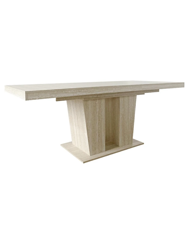 Streamdale Furniture Rectangular extendable dining table (6-10 people, 160-200cm) with veined travertine.
