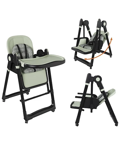 Streamdale Furniture Convertible Baby High Chair to Rocker with 5-Point Harness (Dark Green