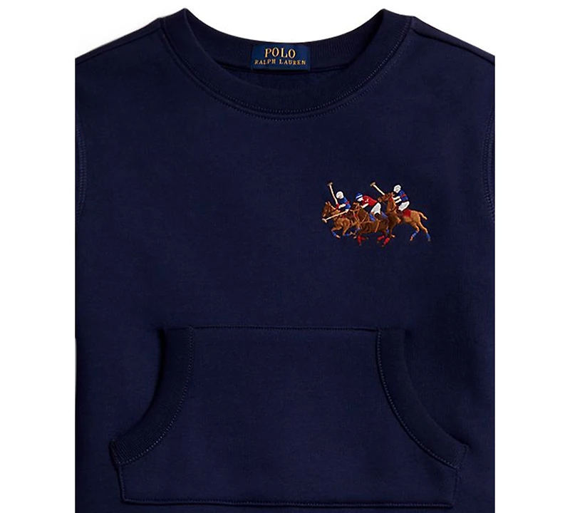 Polo Ralph Lauren Boys' Toddler 2T-4T Triple-Pony Fleece Sweatshirt and Pants, 2-Piece Set