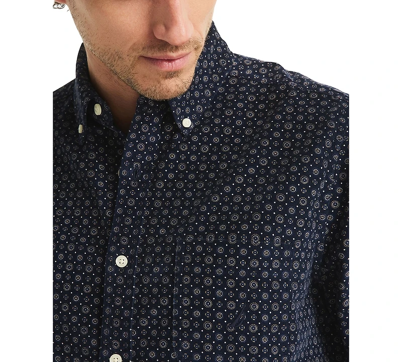Nautica Men's Straight-Collar Corduroy Print Shirt