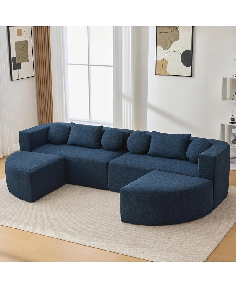 Streamdale Boneless Couch Modular Sectional Sofa 114.9" Blue