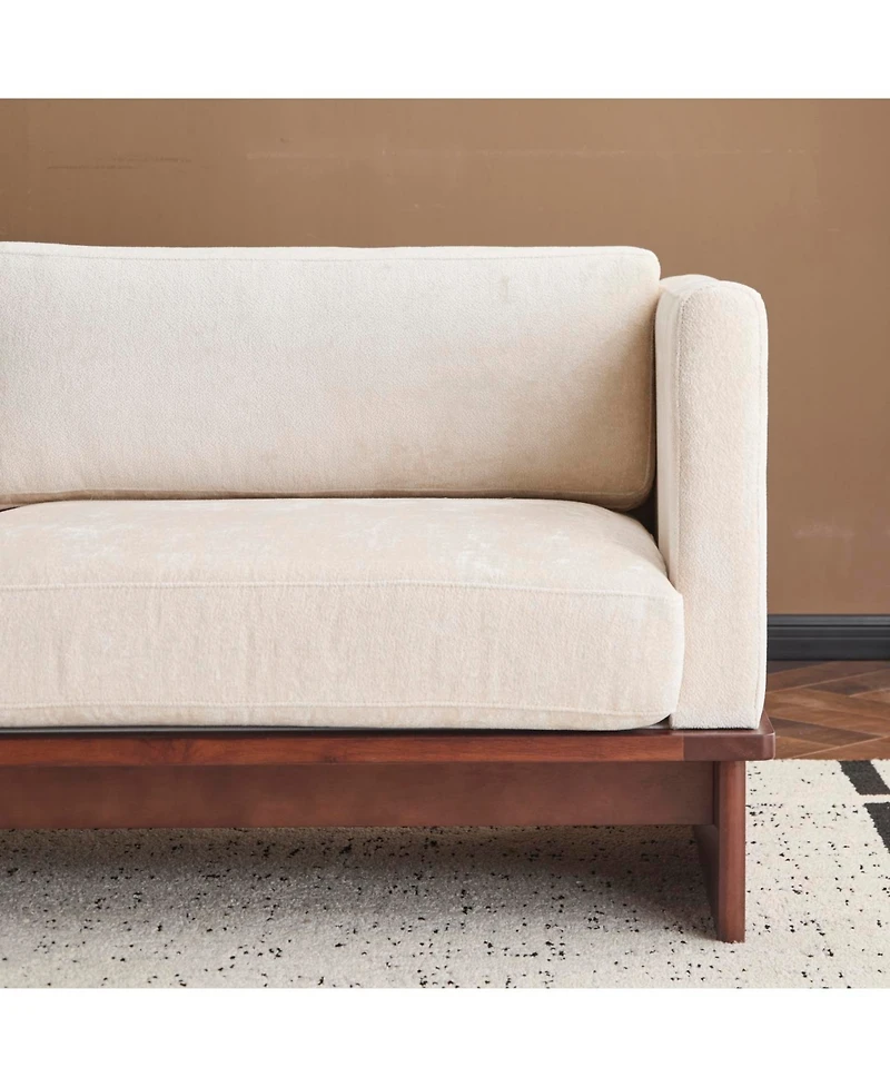 Streamdale Furniture Beige 77" Modern Boucle 3-Seater Sofa with Solid Wood Base