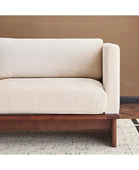 Streamdale Furniture Beige 77" Modern Boucle 3-Seater Sofa with Solid Wood Base