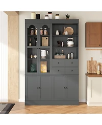 Streamdale Freestanding Buffet with Hutch - Blue, 47.2x15.7x75in